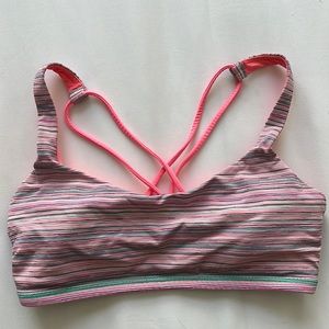 Pink and blue Lululemon Free to Be Sports Bra